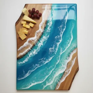 Live-Edge Ocean Wave Resin Cheeseboard